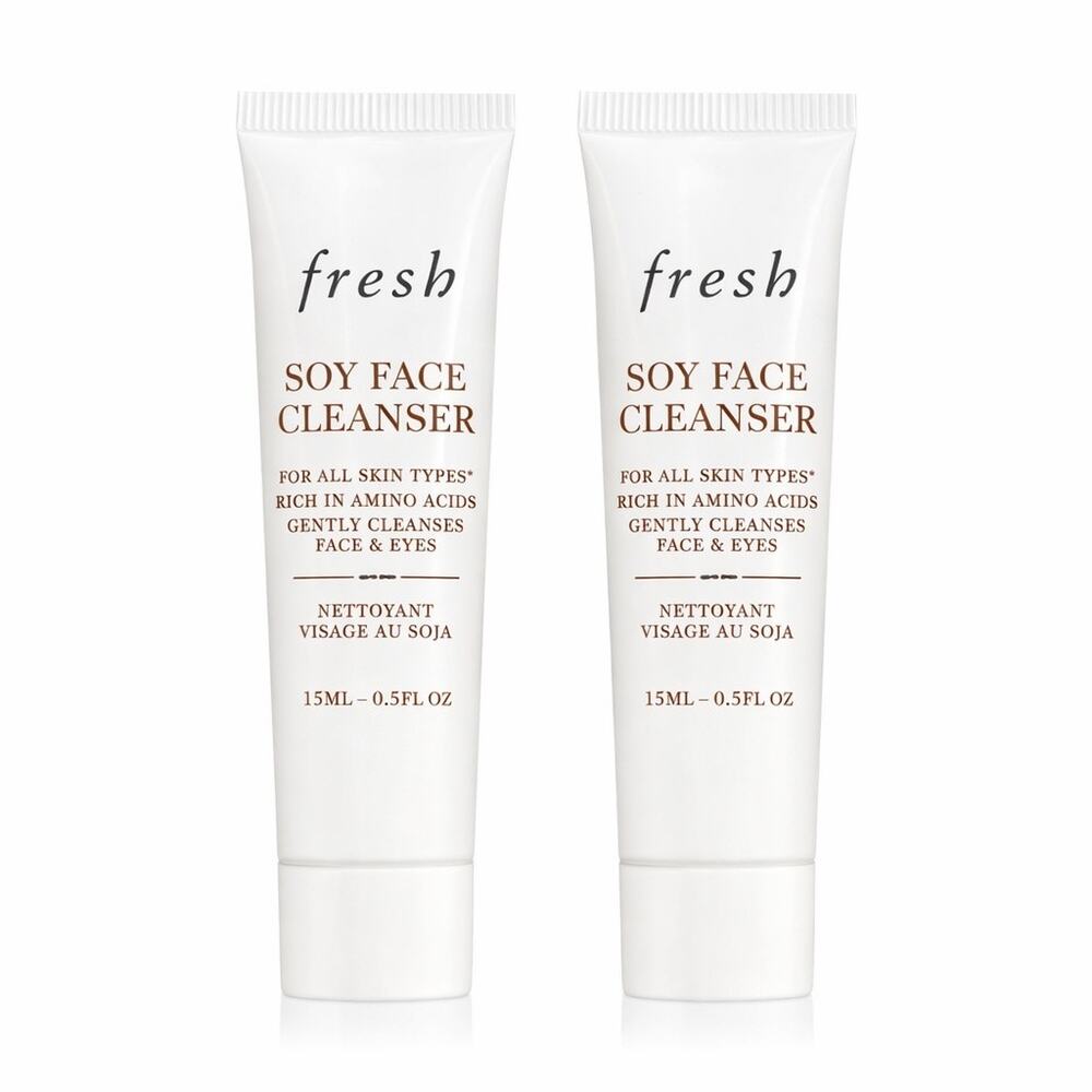 NEW Fresh Soy Face Cleanser Mini Duo Gentle Hydrating Travel Size Set